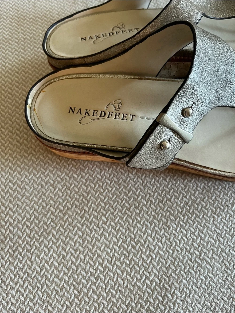 Naked Feet Women's Hadidd Leather Thong Sandals Size 6.5